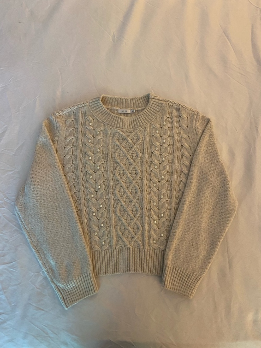 Cable Knit Crewneck Sweater - Cream